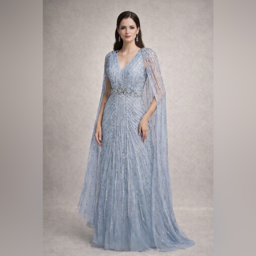 Adrianna Papell Light Blue Maxi Dress
